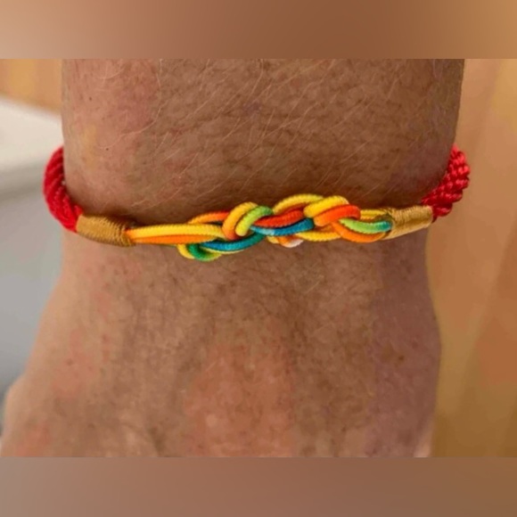 Tibetan Chinese Rainbow Ombre Red String Rope Cord Thread Braid Knot Bracelet - Picture 15 of 16